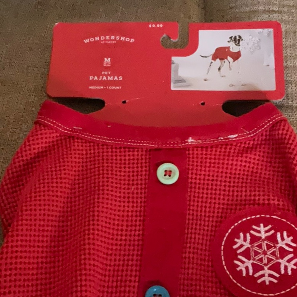 Wondershop Dog Christmas Thermal Look With Ornament Patch Outfit, size Med